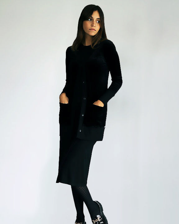 Long Velvet Cardigan
