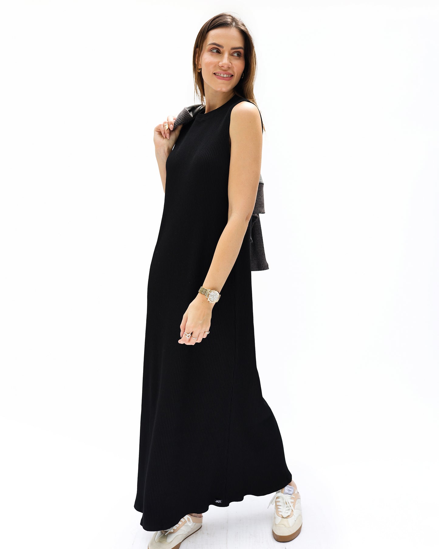 Wide Rib Sleeveless Maxi Dress