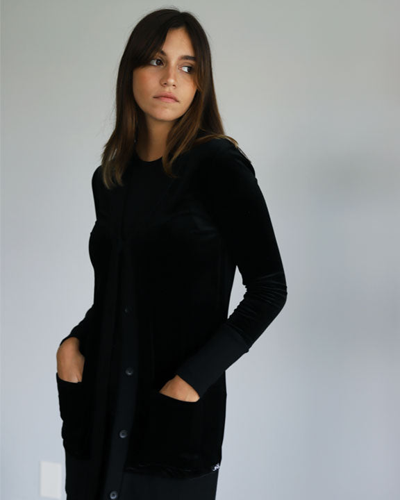 Long Velvet Cardigan
