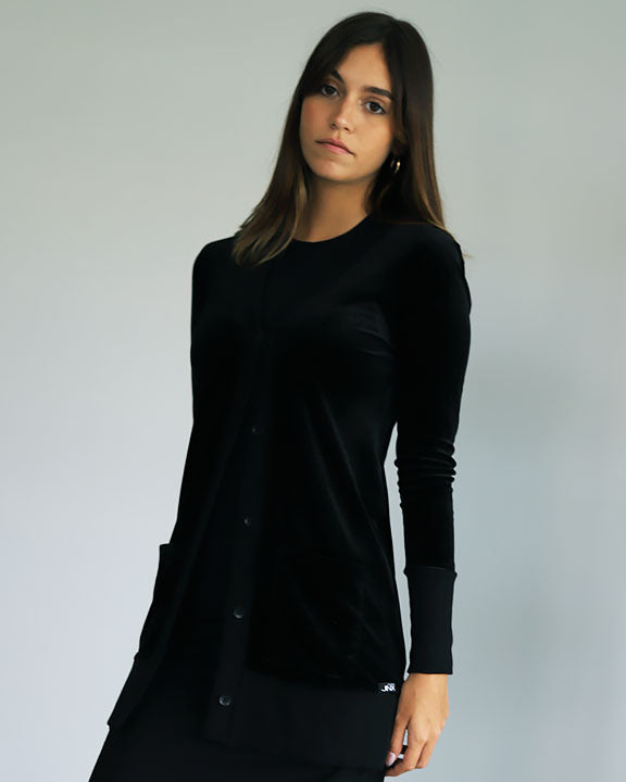 Long Velvet Cardigan