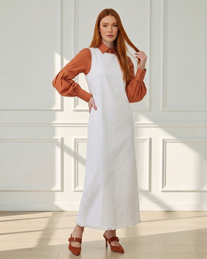 Frayed Denim Maxi Dress