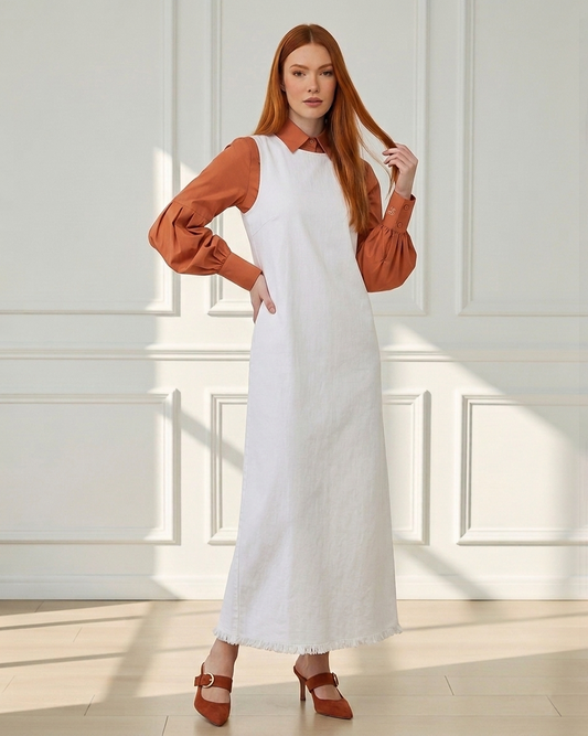 Frayed Denim Maxi Dress