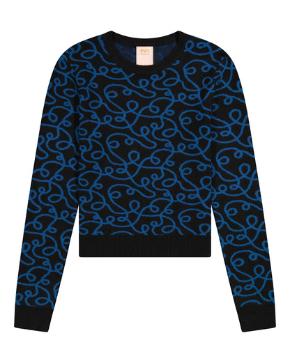 Squiggle Printed Crop Sweater